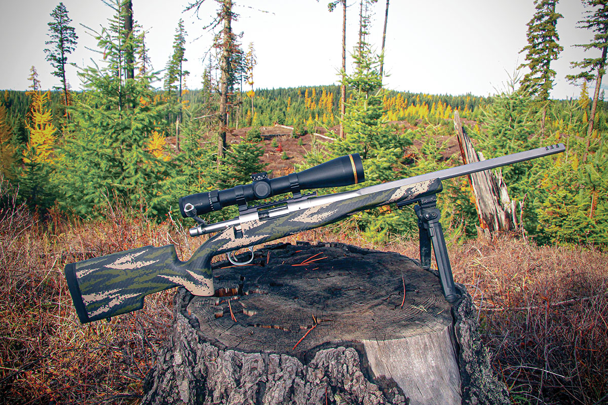 The author chose a custom Carbon Sagebrush Camo finish for his AG Chalk Branch stock, an addition that added $50 and about three weeks to delivery time but proved handsome and quite durable.